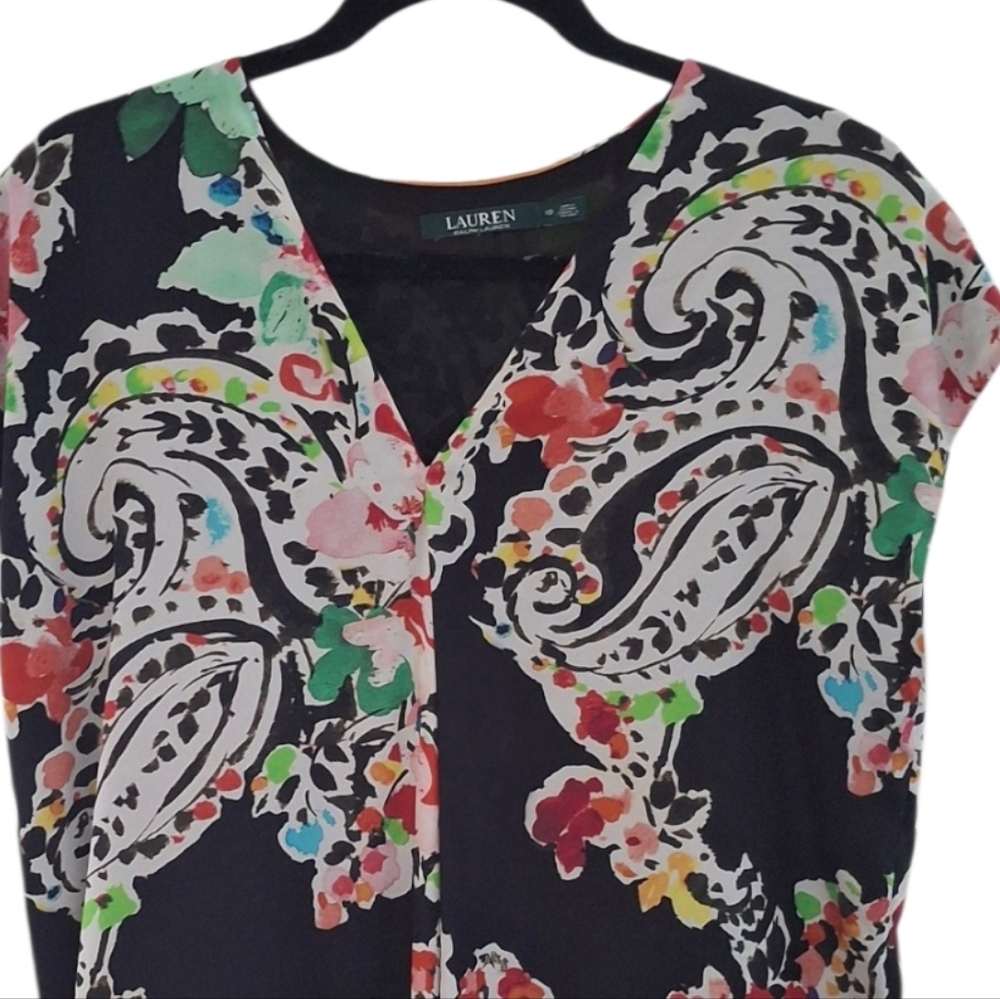LAUREN RALPH LAUREN Floral Dress Vtg Vibe Chiffon Lined Suze 6 - Picture 5 of 10